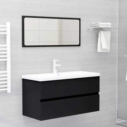 vidaXL - Wastafelkast - 90x38,5x45 - cm - bewerkt - hout - zwart