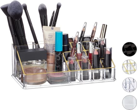make-up organizer - 16 vakken - cosmetica - lippenstift houder - transparant-goud
