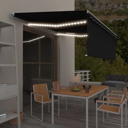vidaXL - Handmatige - zonnetent - met - zonne-energie - ledverlichting - 4,5 - x - 3 - m