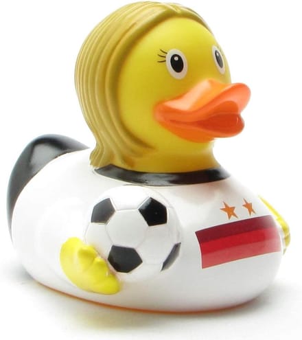 Voetbal Ster Eend - Badeend Set - Badplezier - Inclusief Sleutelhanger - 8.5 cm - Multicolor