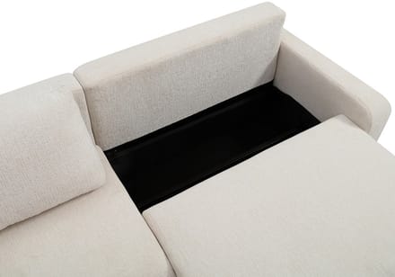 Vente-unique Vierzitsslaapbank in beige chenille stof YOKIRA