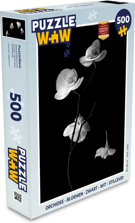 Puzzel Orchidee - Bloemen - Zwart - Wit - Stilleven - Legpuzzel - Puzzel 500 stukjes
