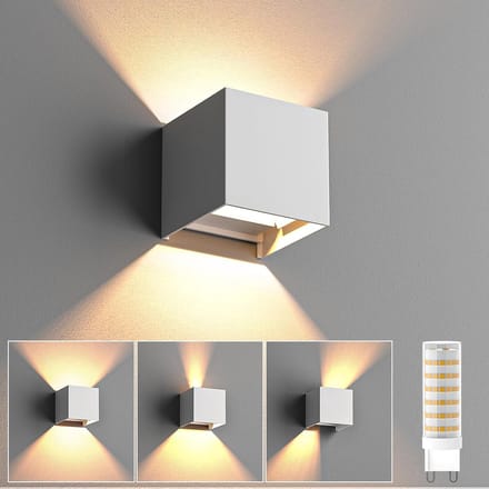 Moderne Wit Aluminium Wandlamp IP65 - Dimbaar Lichtbeeld & Verwisselbare G9 LED