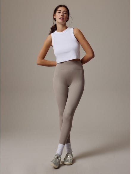 Next - Dames - Geribbelde, naadloze legging met hoge taille - Naturel