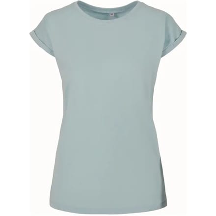 Build Your Brand - Extended Shoulder Dames T-shirt - Ocean Blue maat XS