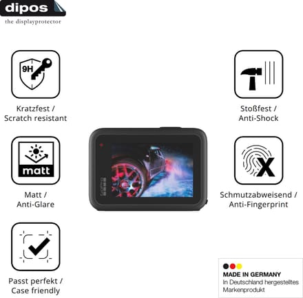 dipos – 2x Matte Pantserfolie geschikt voor GoPro HERO9 | 9H Screenprotector