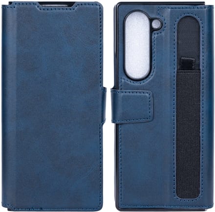 Rixus Wallet Case With Pen Holder For Samsung Galaxy Z Fold6 Blue