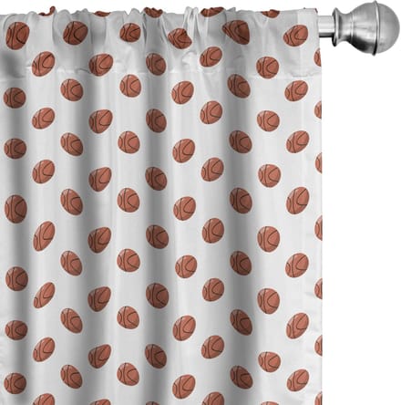 ABAKUHAUS Basketbalgordijnen – 2x75x225 cm – Microfaser – Halfdonker – Kaneel/Zwart/Wit
