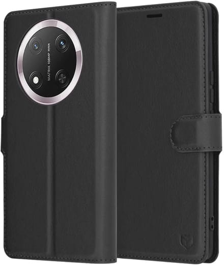 Hoesje geschikt voor HONOR Magic7 Lite/X9c - Techsuit Leather Folio Book Wallet Case - Zwart