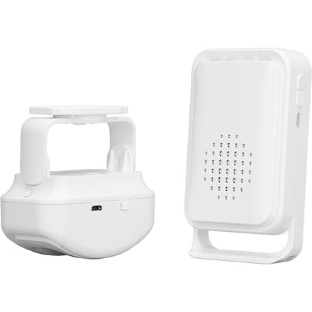 Draadloze Welkom Deurbel Bewegingssensor Deur Entree Bel Infrarood Detector Beveiligingsalarm 5V Micro USB white