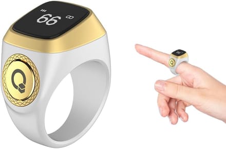 Digitale Vingerteller - Smart Counter Ring - Tasbeeh Tellen - Vibratie Herinnering - 20 mm - Wit