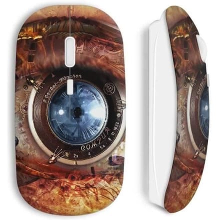 Draadloze muis - MANIACASE - Mechanisch Oog - Wit - WiFi - Mechanisch