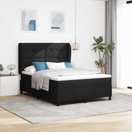 vidaXL - Boxspring - bed - met - hoofdeinde - Zwart - 160 - x - 200 - cm - Stof