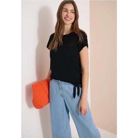 Shirt met boothals en mesh inzet