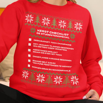 Kerst Trui Rood Kerst Checklist - De Studentenspecial XS