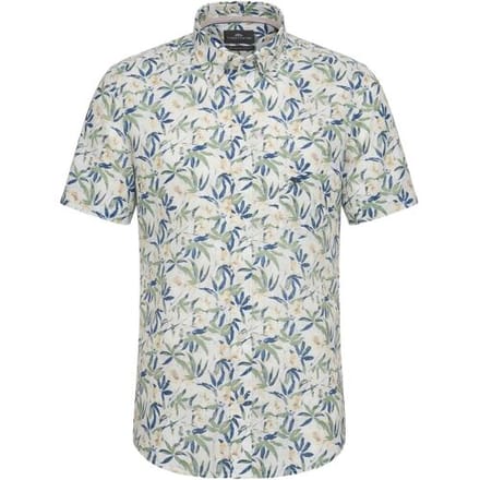 Fynch-Hatton Overhemd Slub Flower Pattern Button-Down Pale Yellow / male