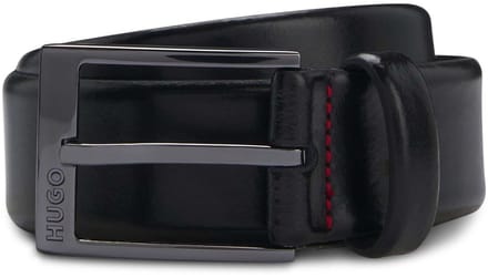 HUGO Leren Riem Garney Sz35 Belt W85 Black Zwart