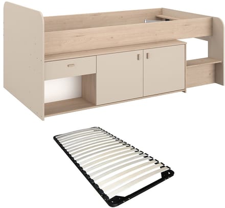 Vente-unique Halfhoogslaper hout beige 90 x 190 cm, 90 x 200 cm