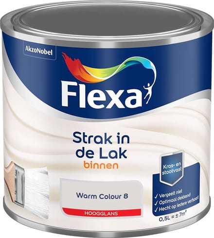 Flexa - Strak In De Lak Binnenlak Hoogglans - Warm Colour 8 - Mengverf - 500 Ml