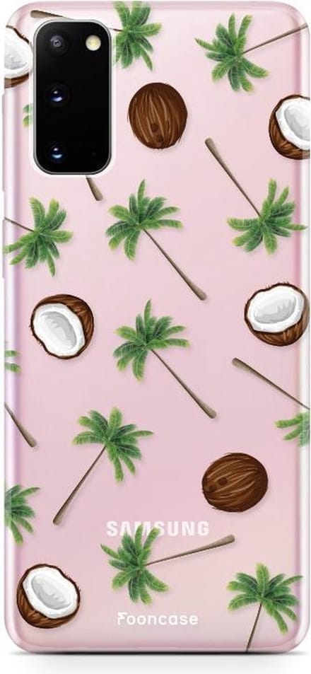 Fooncase Hoesje Geschikt voor Samsung Galaxy S20 - Shockproof Case - Back Cover / Soft Case - Coco Paradise / Kokosnoot / Palmboom