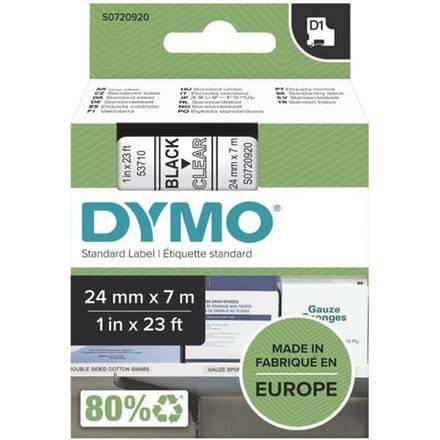 DYMO 53710 Labeltape Tapekleur: Transparant Tekstkleur: Zwart 24 mm 7 m