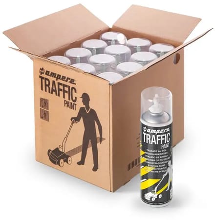 Ampere Traffic Paint markeerverf - wit | 12 x 500 ml