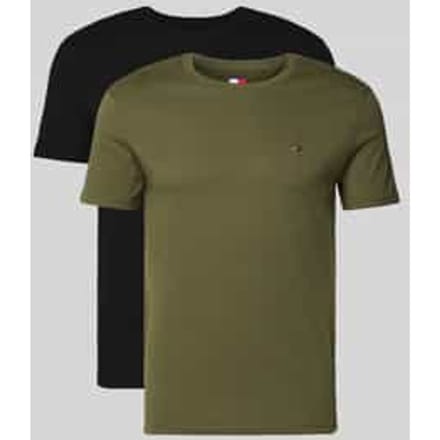 Tommy Hilfiger Xslim 2-pack Jersey T-shirts Black/dark Greenery Größe: XXL | Basic T-Shirts Outlet | Herren | Schwarz
