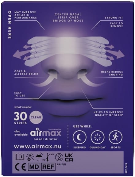 Airmax Nasal strip clear 30 Stuks