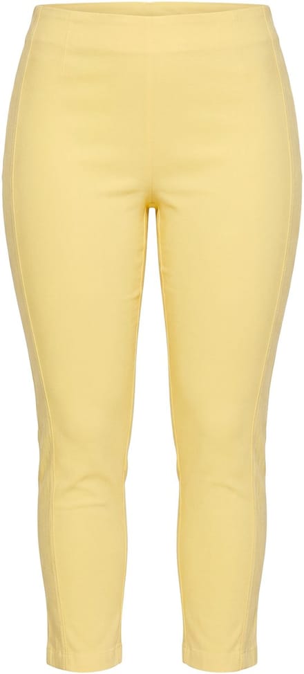 MIAMODA - Dames - Bengaline broek elastische Slim Fit metallic print - Sorbet geel - Maat 48