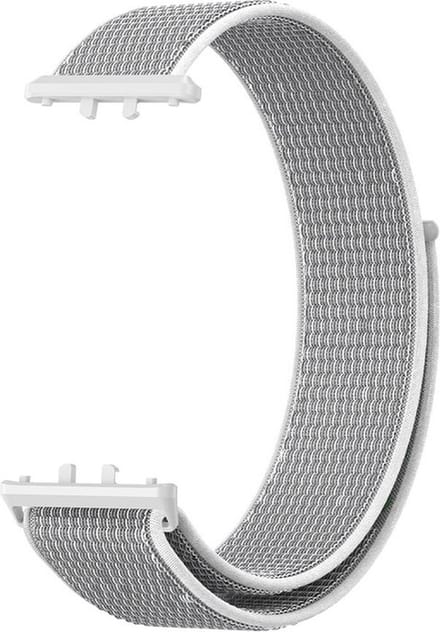 Nylon bandje - geschikt voor Samsung Galaxy Fit 3 - lichtgrijs-wit