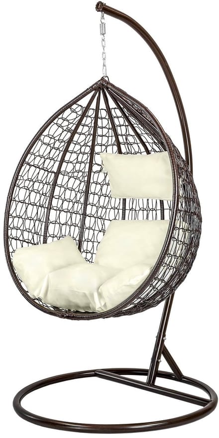 Hangstoel - Ei Stoel met Frame - Bruin-Beige - Tot 125 kg - UV- en Weerbestendig