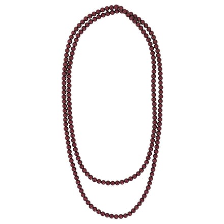 Behave - Glas Parel Ketting - Bordeaux Rood - 150 cm
