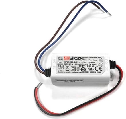 MEAN WELL APV-8-24 LED-transformator Constante spanning 8 W 0 - 0.34 A 24 V/DC Niet dimbaar, Overbelastingsbescherming 1 stuk(s)