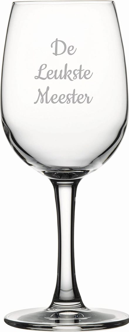 Gegraveerde witte wijnglas 26cl De Leukste Meester