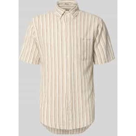 slim fit linnen overhemd met borstzak