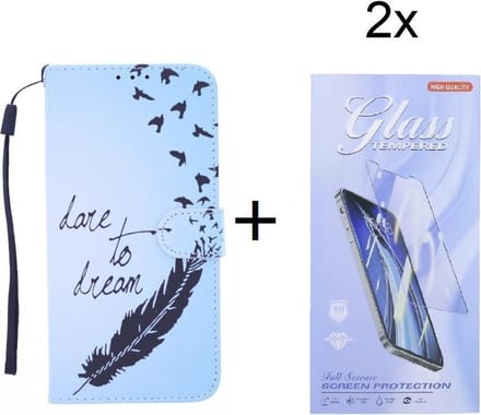 Bookcase Geschikt voor: iPhone 12 Pro Max hoesje met print - Love To Dream met 2 stuks Glas Screen protector