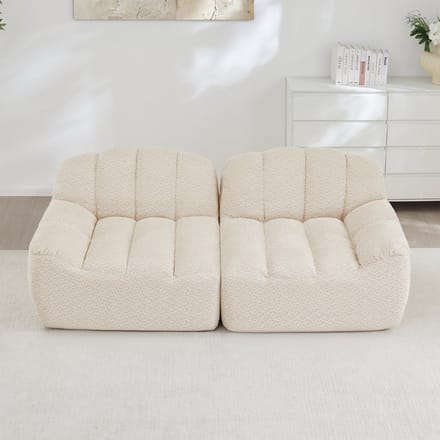 MODFU Modulaire Bank - Frameloos - Schelpvormig - Voor Woonkamer - Fleece - Beige Wit
