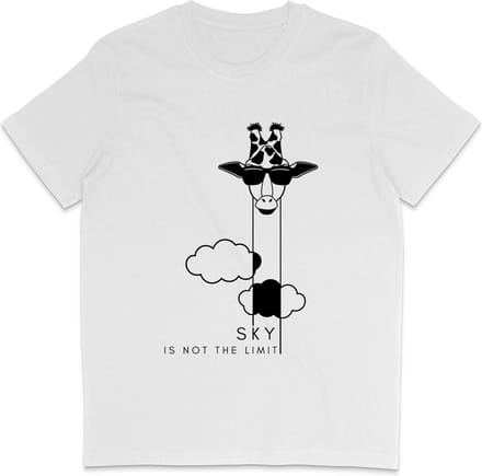 Grappig T Shirt Heren en Dames - Giraf Quote Sky Is Not The Limit - Wit - Maat M