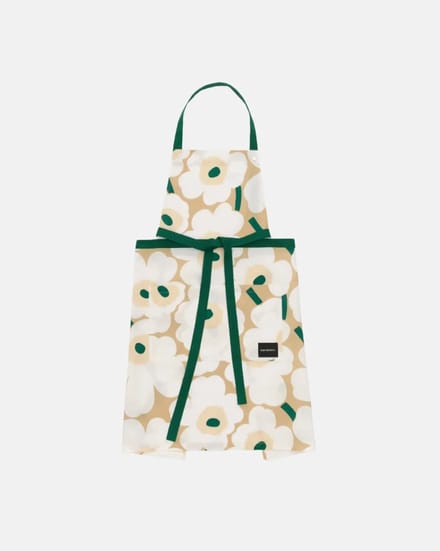 Marimekko - Pieni Unikko Apron - Zand, Wit, Hooi, Smaragdgroen