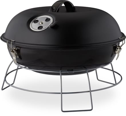 kogelbarbecue draagbaar - met deksel - voor houtskool - Ø36 cm - zwart