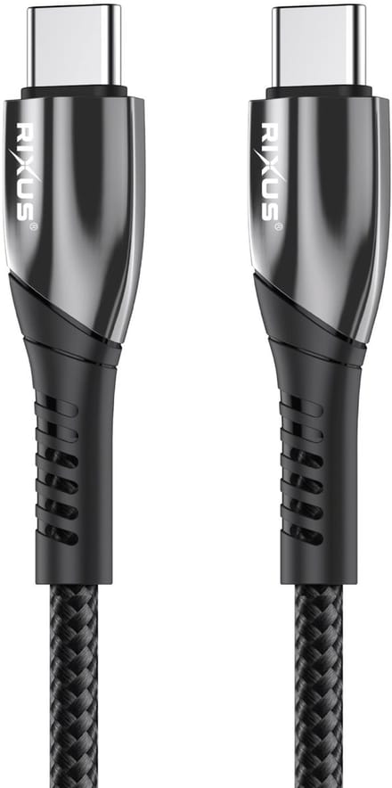 Rixus RXUC39C Fast Charging Cable USB-C To USB-C Braided Nylon 3m Black