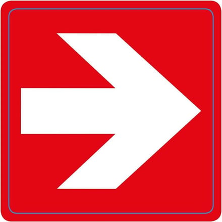 Pickup pictogram zelfklevend 7,5x7,5 cm Witte pijl op rood