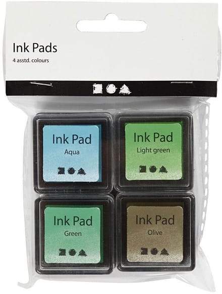 CC Ink Pad, H: 2 cm, size 3,5x3,5 cm, green, light green, olive, aqua, 4 pc/ 1 pack