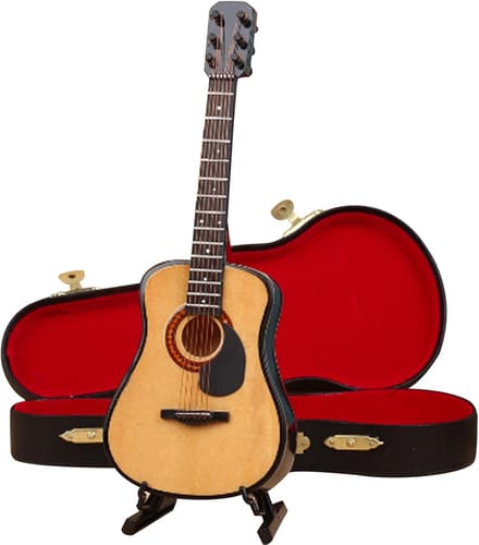 Mini Gitaar - Houten Model - Decoratie - Inclusief standaard - 10 cm - Stijl 1