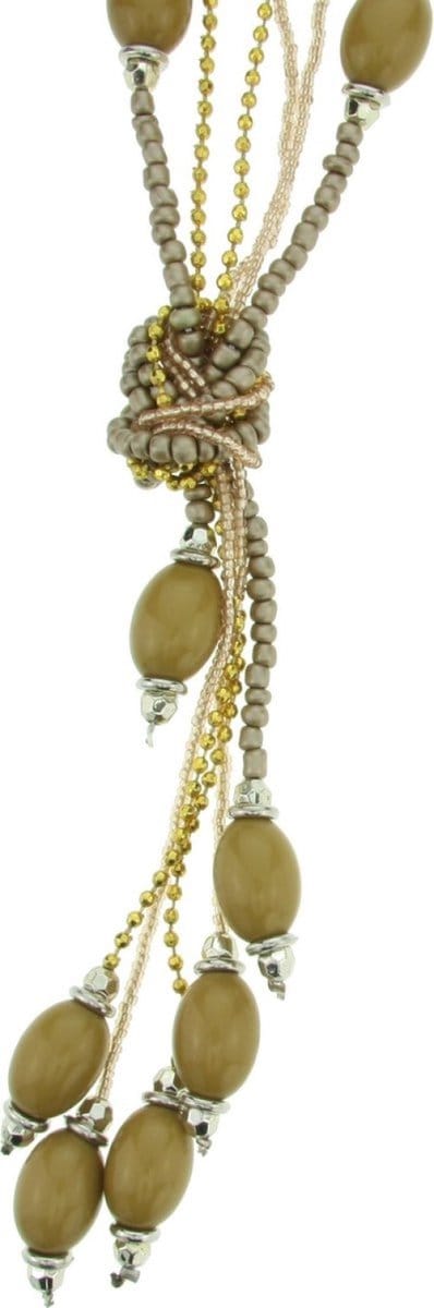 Behave - Lange kralen ketting - Goudkleur, 80 cm - Hanger 14,5 cm