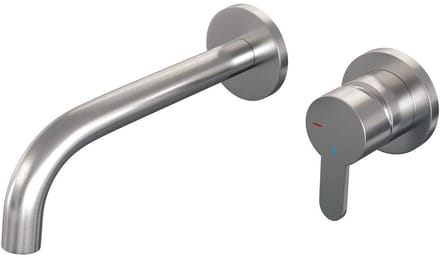 Brauer Brushed Edition Inbouw Wastafelmengkraan met Gebogen Uitloop en Rozetten Model D1 RVS Geborsteld PVD