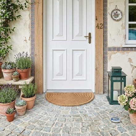 Maison Elara Deurmat Kokos 45x75 cm Halfrond Natuur Antislip Vuilvangmat Robuust