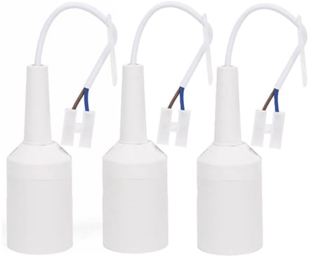 Benson Verhuisfitting - 3x - E27 - wit - fitting met kroonsteen en kabel