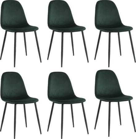 Lina® Napoli Eetkamerstoelen - Groen - Set van 6 - Fluweel - Velvet