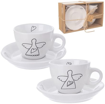 Orion - Keramische Espresso Kopjes - 90 ml - Set van 2 - Wit
